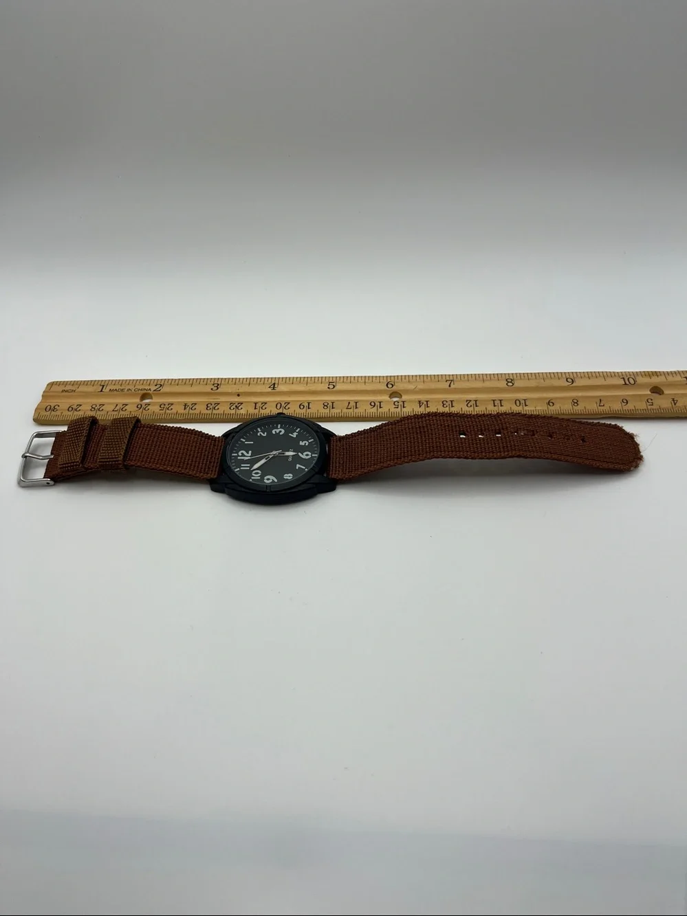 Men's Brown Canvas Strap Black Dial Jacket-Style Watch